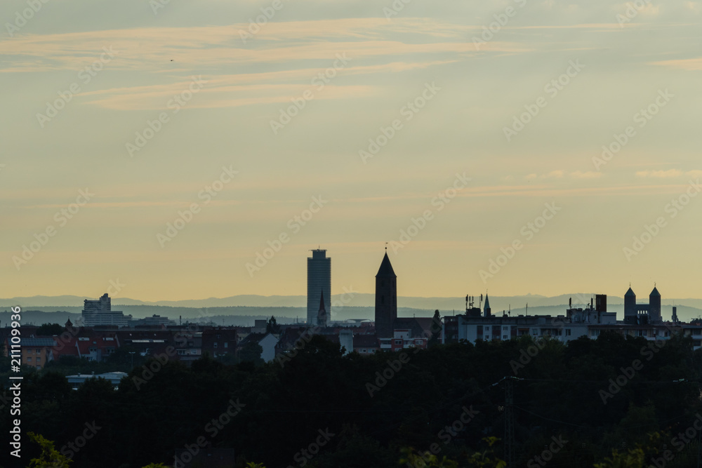 Skyline Nürnberg von oben Morgens