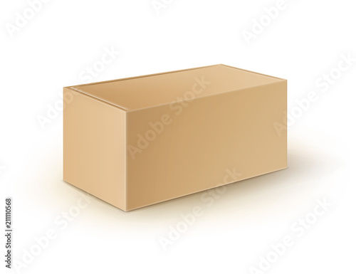 Vector Brown Blank Cardboard Rectangle Take Away Box Packaging For Sandwich, Food, Gift, Other Products Mock up Close up Isolated on White Background