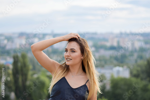 Outdoors portrait of beautiful young girl.