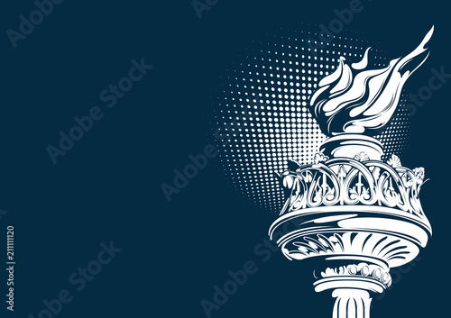 4th july independence day, Torch of the Statue of Liberty, vector illustration, you can place relevant content on the area.