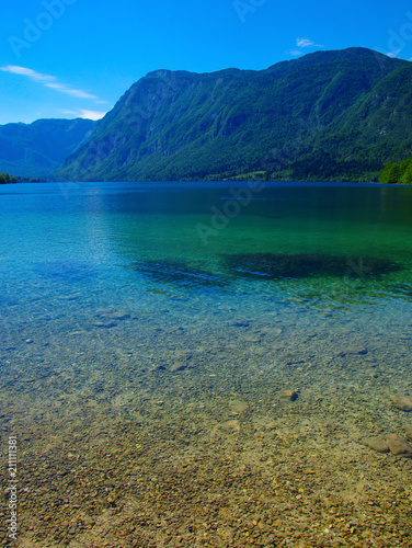 Mountain lake with clear water