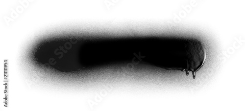 Black color spray paint or graffiti design element on a white background photo