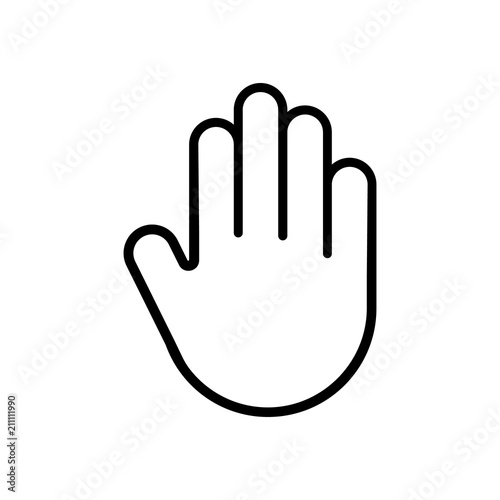 Hand waving vector icon of hello welcome or goodbye gesture line isolated on transparent background