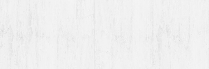 panorama background of old white wood  plank wall texture.