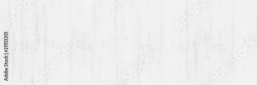 panorama background of old white wood  plank wall texture.
