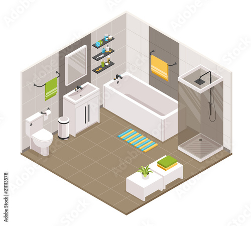 Bathroom Interior Isometric 