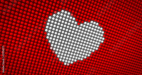 Slika na platnu Beating white heart on big LED display