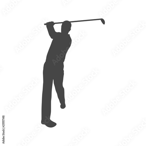 Silhouette of a golf player, Simple vector icon