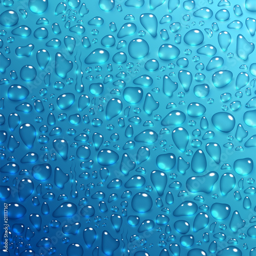 water drops on blue background photo
