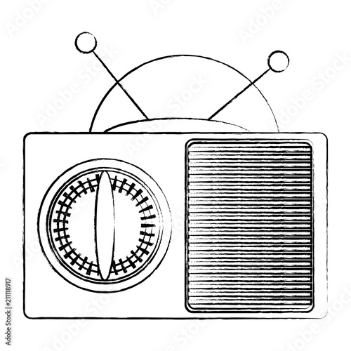 retro radio icon over white background, vector illustration