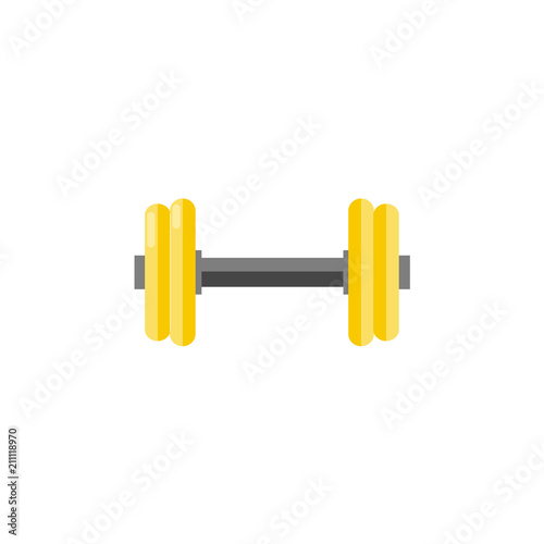 Gymnastic dumbbell for training isolated on white background - sport weight to do workout for fitness, bodybuilding and weightlifting. Flat vector illustration of sport equipment.