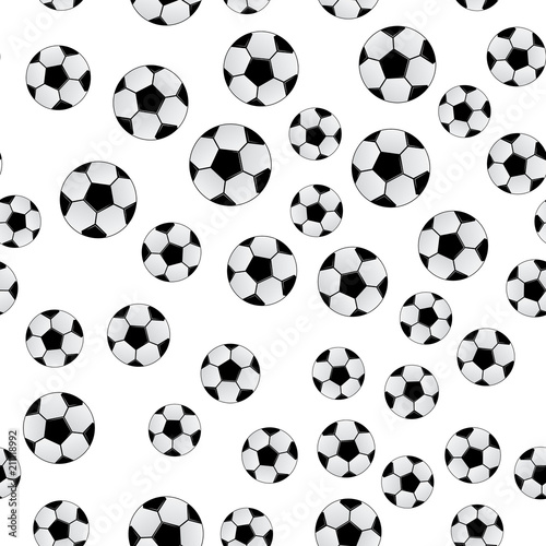 Soccer balls isolated on white background. Football seamless pattern. Cartoon sport vector illustration.Design template for your design projects.