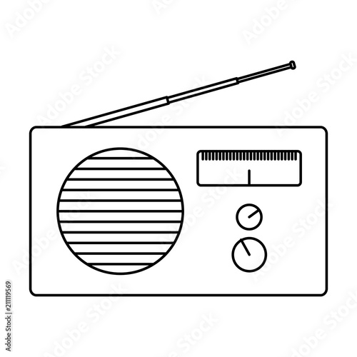 retro radio icon over white background, vector illustration