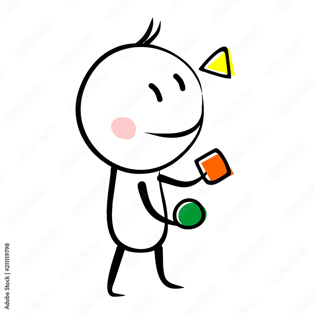 Fototapeta premium Funny character juggling with figures animation