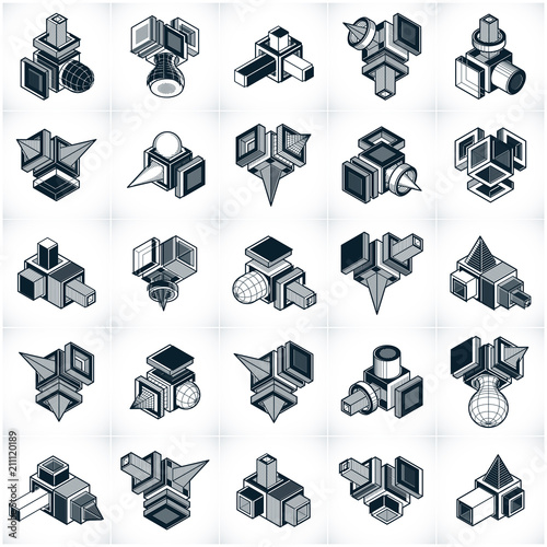 Abstract construction isometric designs collection, vector set.