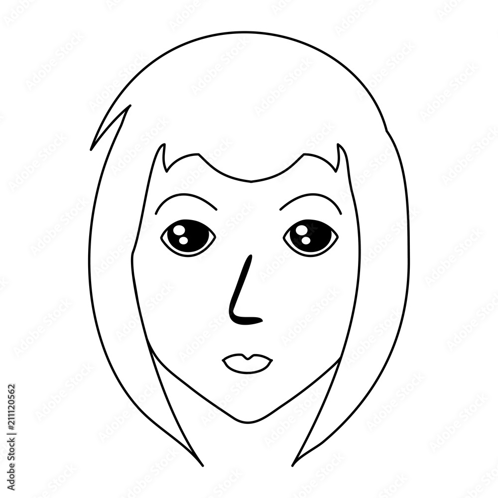 cartoon woman face icon over white background, vector illustration