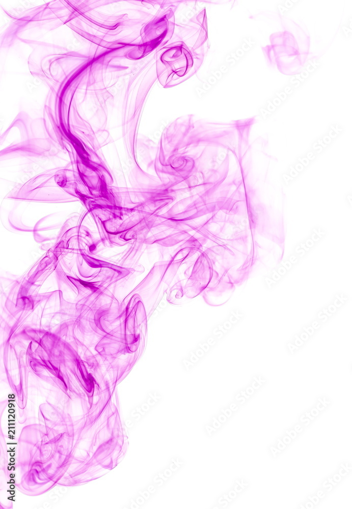 Purple smoke on white background