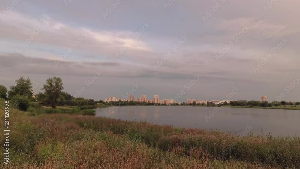 GOMEL, BELARUS. Time laps. panoramic view of the city at sunset. GOMEL, BELARUS. Time laps. panoramic view of the city at sunset.