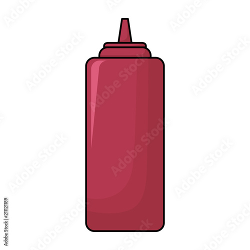 ketchup bottle icon over white background, vector illustration