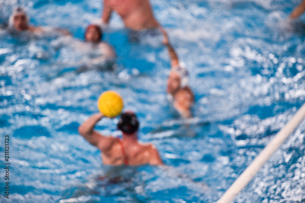 Unfocused image of a water polo match