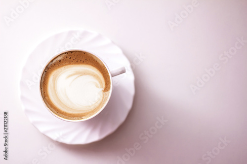 hot coffee cappuccino latte art in a cup