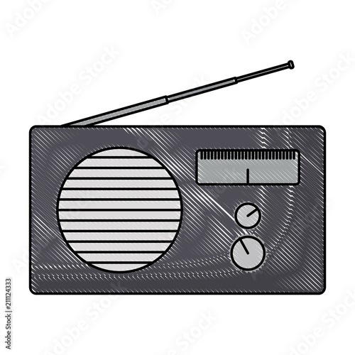 retro radio icon over white background, vector illustration