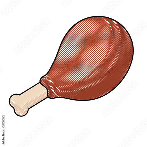 chicken thigh icon over white background, vector illustration