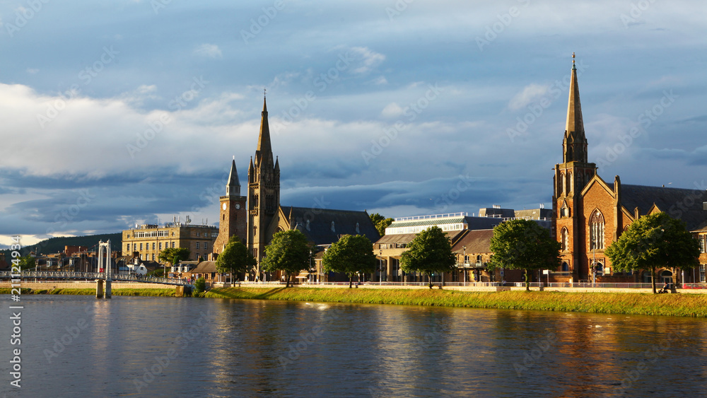 Scene of Inverness, Scotland along the River Ness Scene of Inverness, Scotland along the River Ness