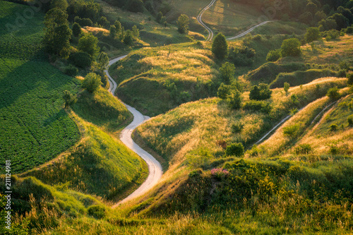 Obraz na płótnie Winding road on Ponidzie, Swietokrzyskie, Poland w salonie