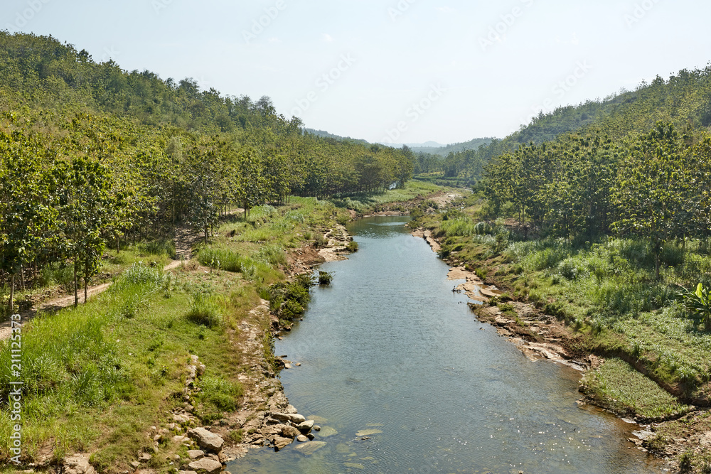 river between two hills