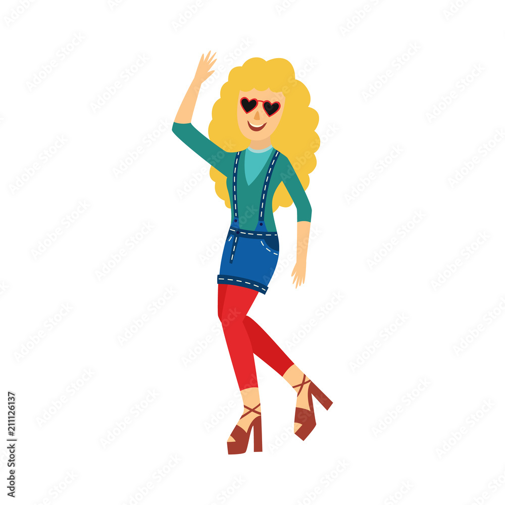 Grafika wektorowa Stock Retro disco dancer cute flat cartoon