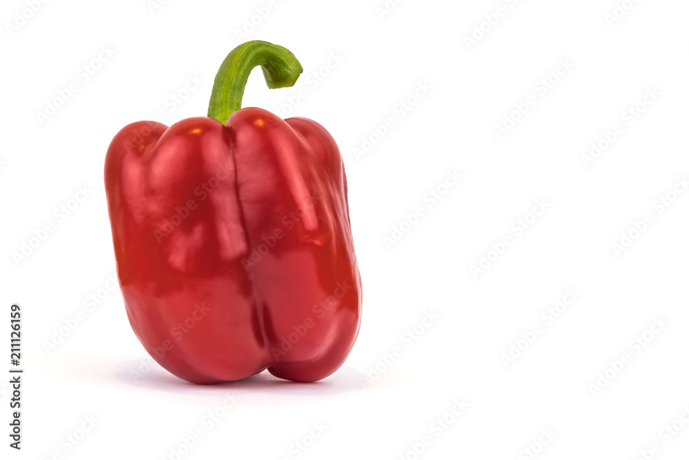 Red sweet bell pepper close-up, isolated on white background, with space for text Red sweet bell pepper close-up, isolated on white background, with space for text