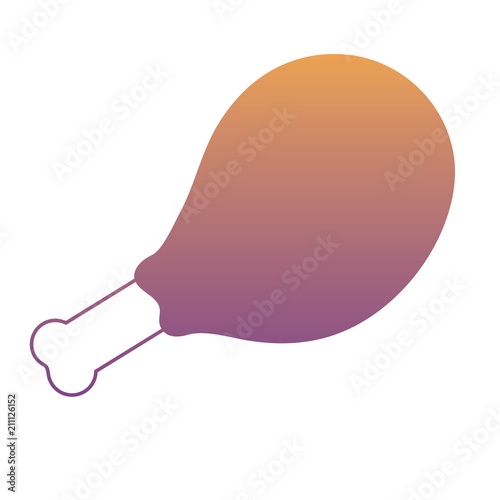chicken thigh icon over white background, vector illustration