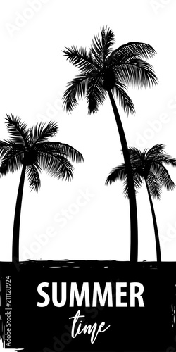 Summer time palm tree banner poster © infostocker