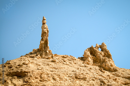 Rocky outcrop traditionally considered to be the pillar of salt from the biblical story of Lot's Wife