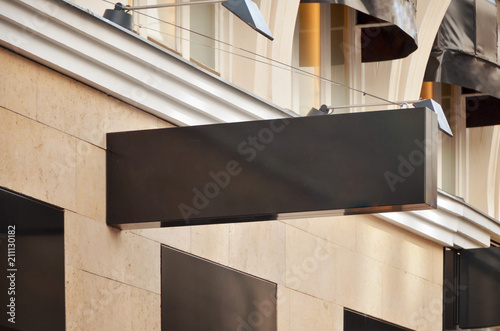Modern boutique signage mockup. Horizontal rectangle surface for logo design promotion