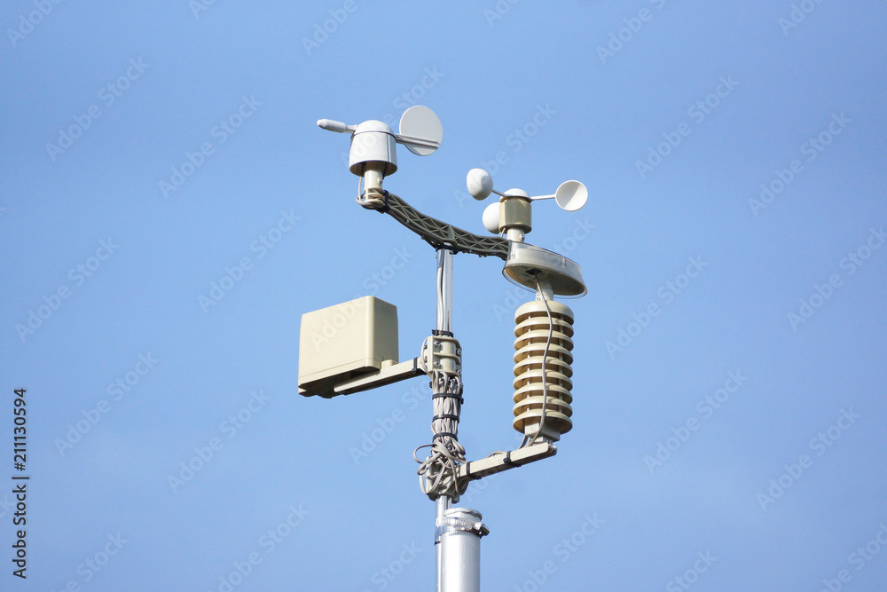 Weather station on blue sky background Weather station on blue sky background