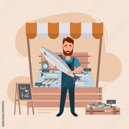 fish store market and freshness seafood in fridge