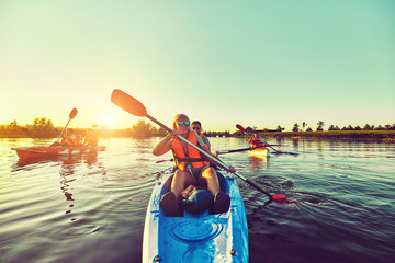 Wild nature and water fun on summer vacation. Camping and fishing.