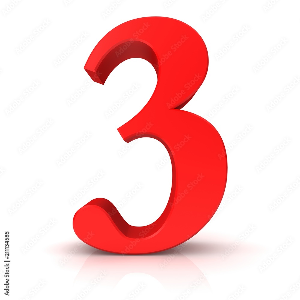 3 number three third red 3d isolated 3 number three third red 3d isolated