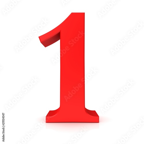 1 number one red 3d isolated