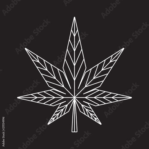 cannabis outline vector isolated black background