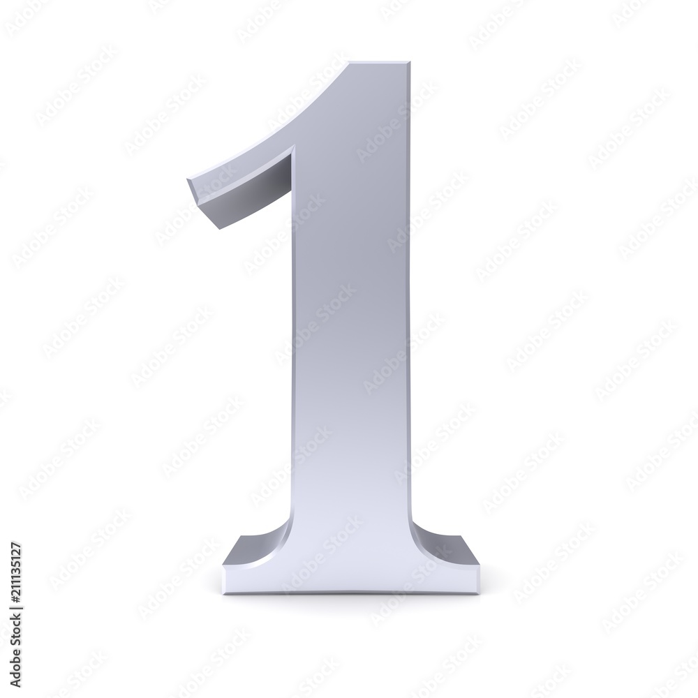 1 one first number 3d silver isolated 1 one first number 3d silver isolated