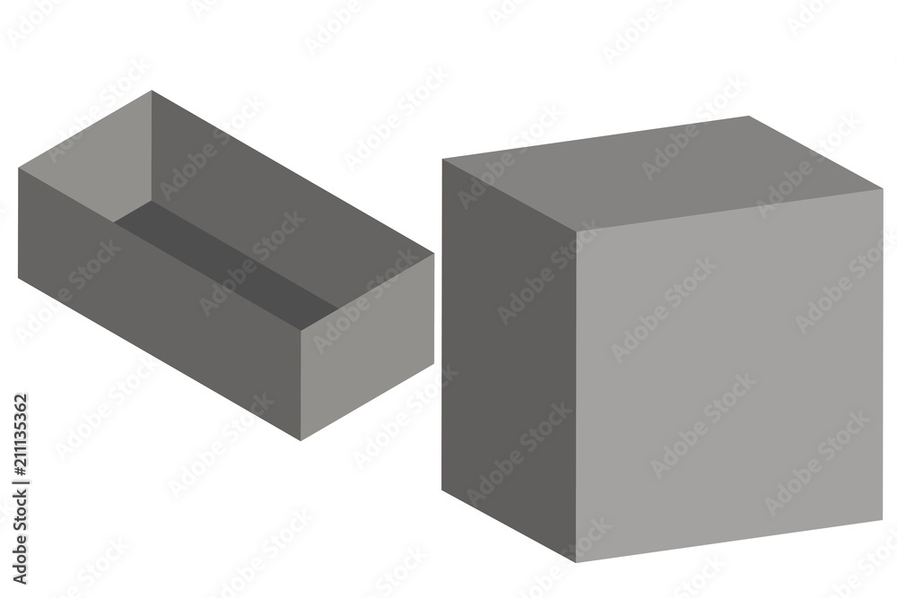 Cajas grises sobre fondo blanco. Cajas grises sobre fondo blanco.