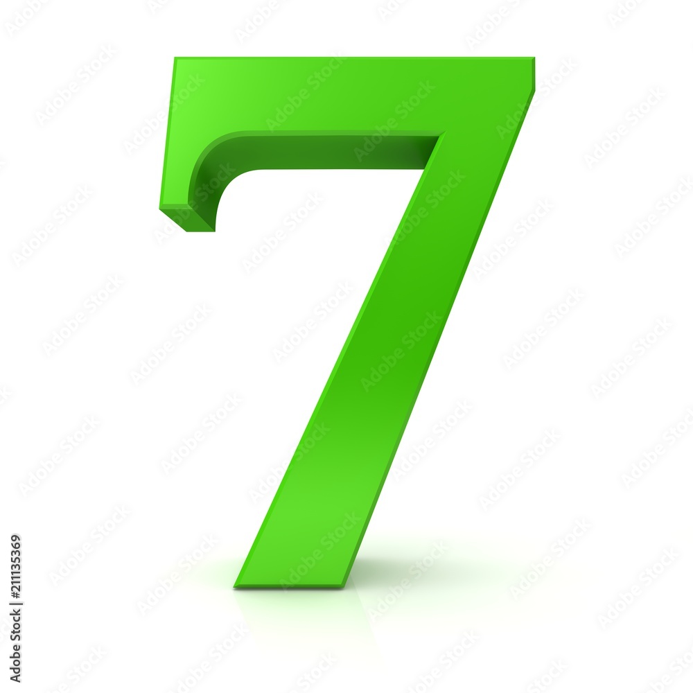 3d number 7 green sign rendering isolated on white background 3d number 7 green sign rendering isolated on white background