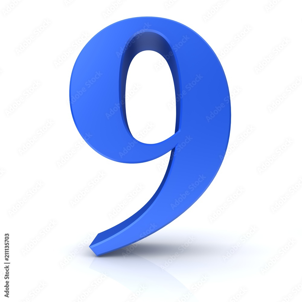 number 9 nine blue 3d numbers rendering sign 9 icon isolated on white background number 9 nine blue 3d numbers rendering sign 9 icon isolated on white background