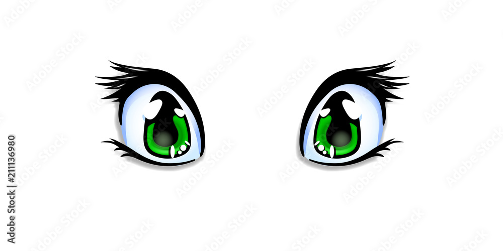 manga, anime green eyes for creation cartoon kawaii character Stock Vector Adobe Stock