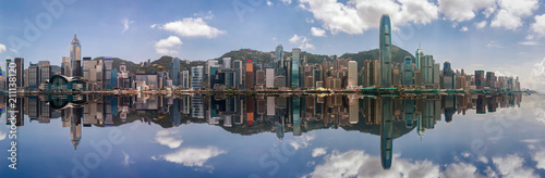 Photography Panorama der Skyline von Hong Kong, vom Victoria Harbour bis nach Central, bei T