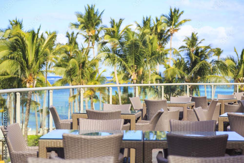 Obraz premium A restaurant on a beach in Dominican Republic