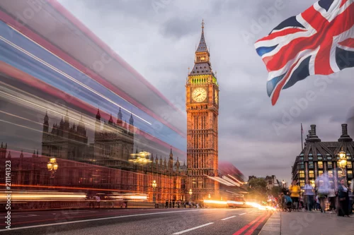 Obraz Big Ben i Izba Parlamentu w nocy, Londyn, Wielka Brytania